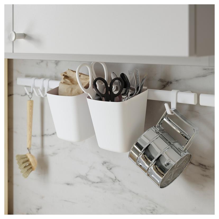 SUNNERSTA — Перекладина, 4 крючка/2 контейнера, белая.