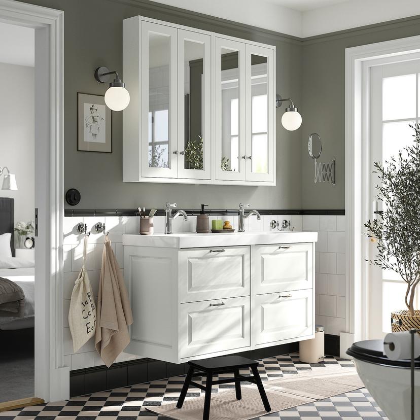 TÄNNFORSEN / ORRSJÖN — Шкаф под раковину/раковина/смеситель, 122x49x74 см