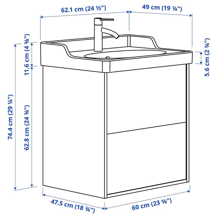 шкаф с ящиками/раковина/смеситель dimensions