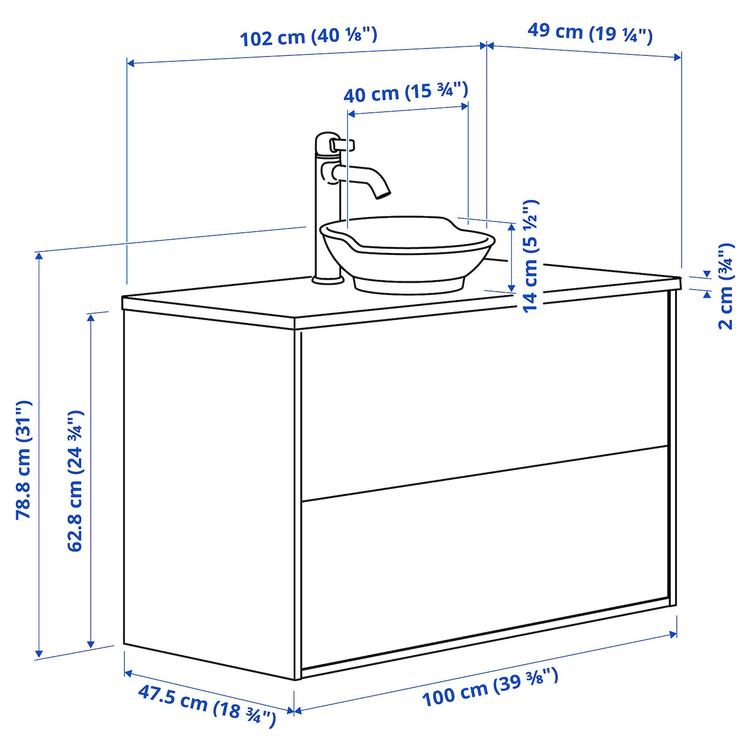 шкаф с ящиками/раковина/смеситель dimensions
