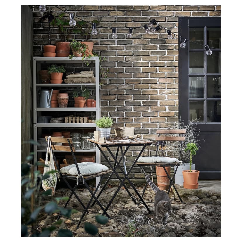 TÄRNÖ — садовый стол, черный/светло-коричневая морилка, 55x54 см