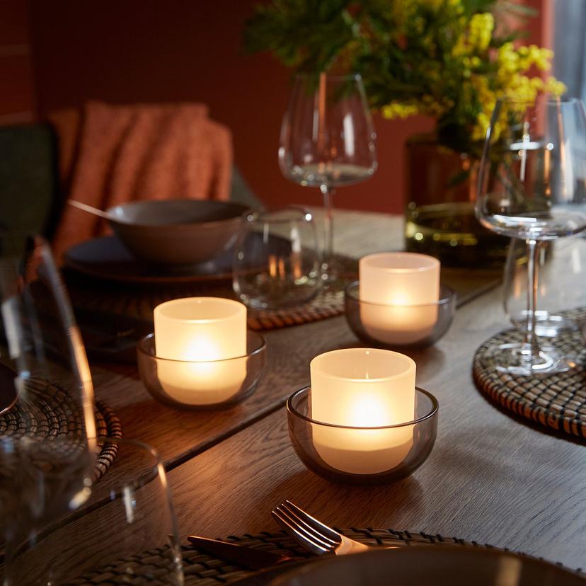 TALLTITA — Подсвечник для чайных свечей, 2 шт., серое/матовое стекло