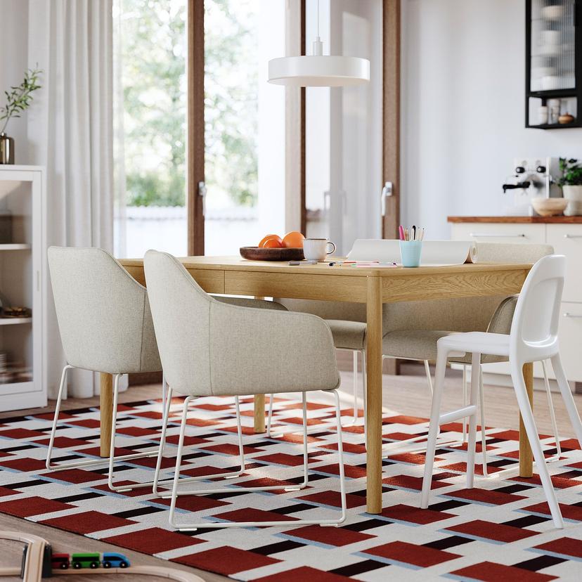 TONSTAD / TOSSBERG — Стол и 4 стула, 140/196x85 см