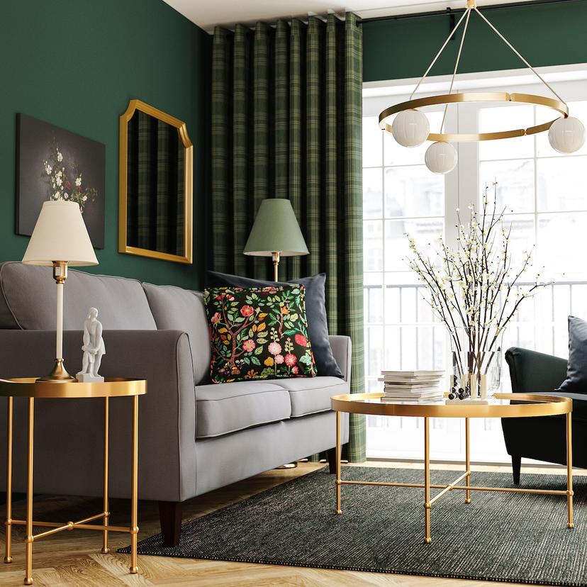 TORSJÖ — журнальный стол, золотой эффект/стекло, 88 см