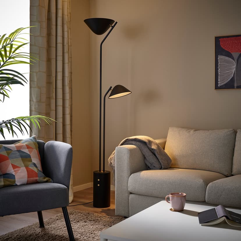 TRÅDNATE — Lampa podłogowa/do czytania, czarny,