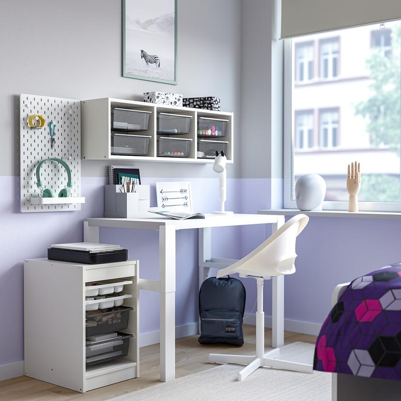 TROFAST — комбинация с контейнерами/лотками, белый белый/темно-серый, 34x44x56 см