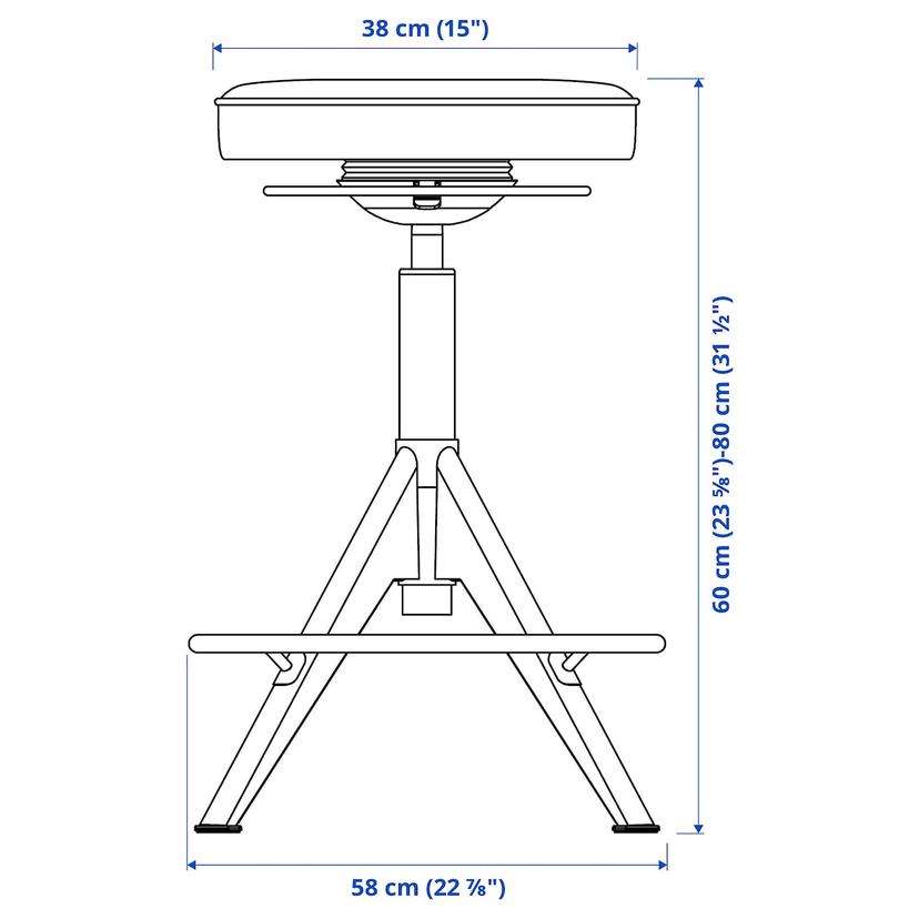 TROLLBERGET — Глянцевый черный табурет для сидения/стоя