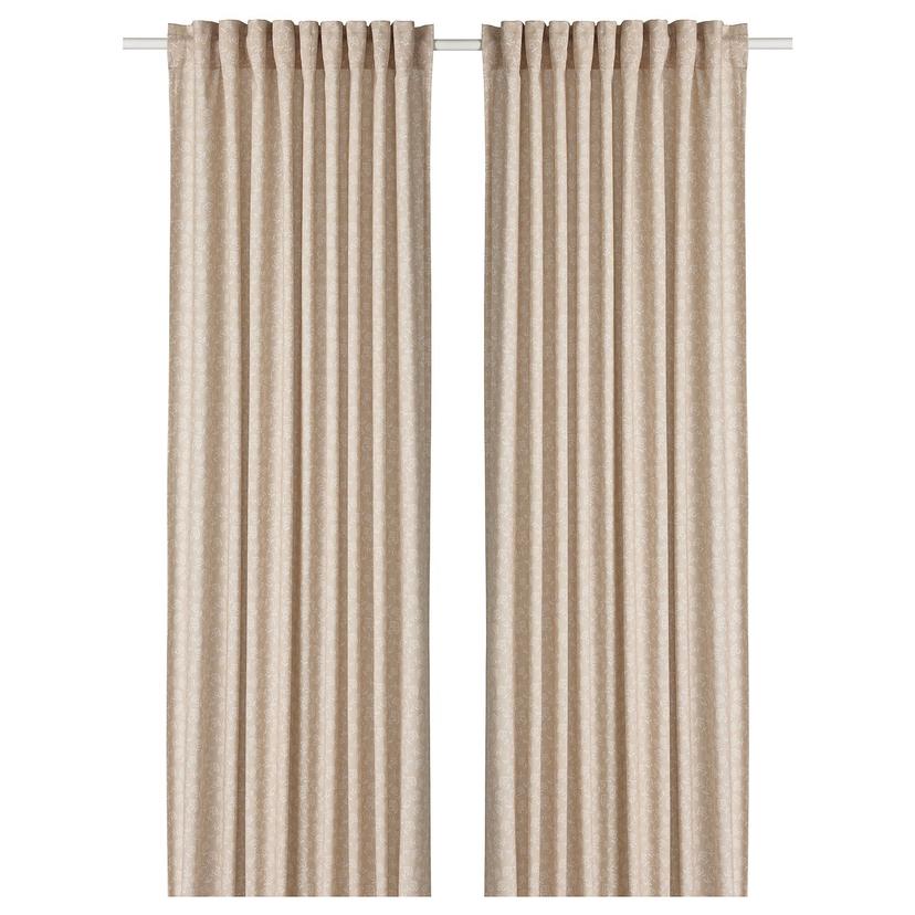 TRYSTÄVMAL — гардины, 2 шт., бежевый/белый, 145x300 см