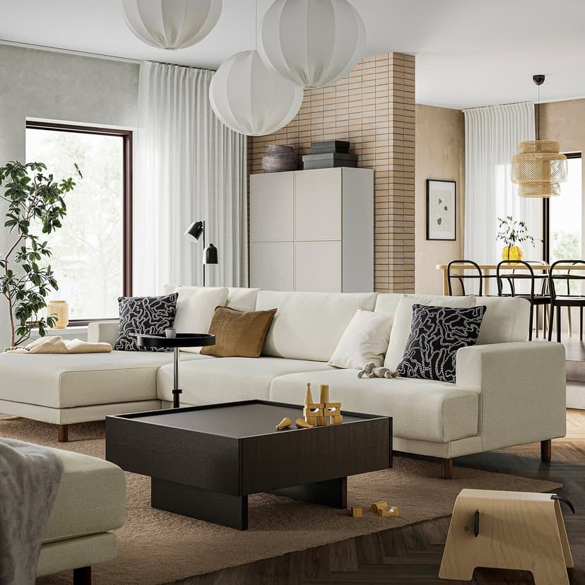 UPPÅKRA — 4,5 osobowa sofa modułowa, z szezlongiem, lewy/Axvall ciemny szaroniebieski,