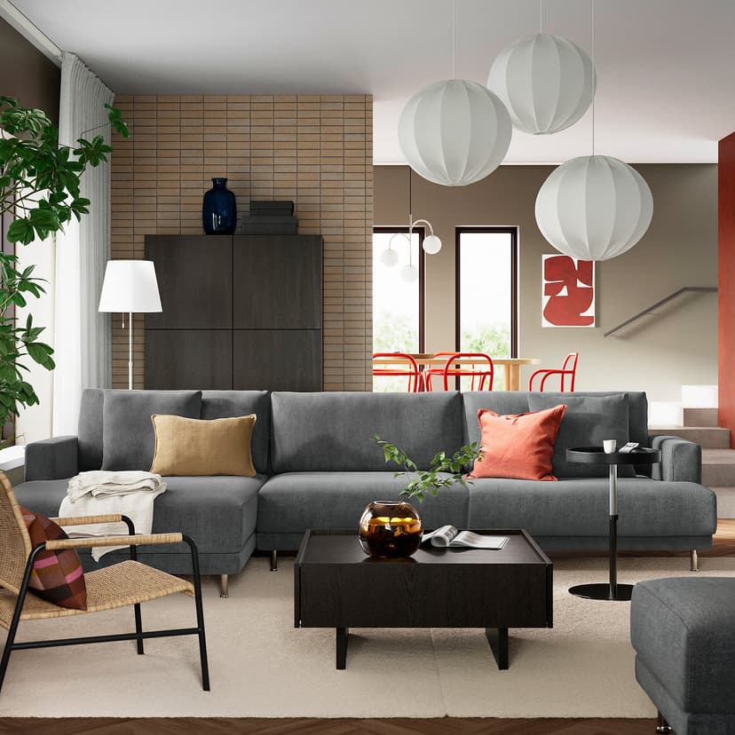 UPPÅKRA — Moduł 1,5-osobowy, z podłokietnikiem prawy/Johanneshov ciemnoszary,