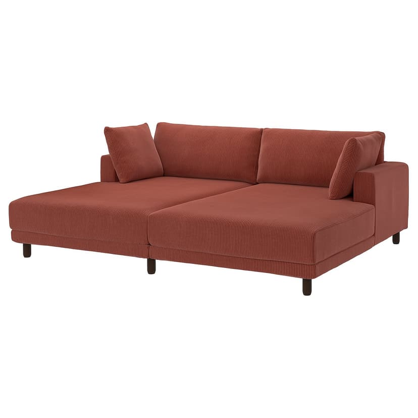 UPPÅKRA — Sofa modułowa, 3-osobowa, z szezlongami/Samsala brązowoczerwony,