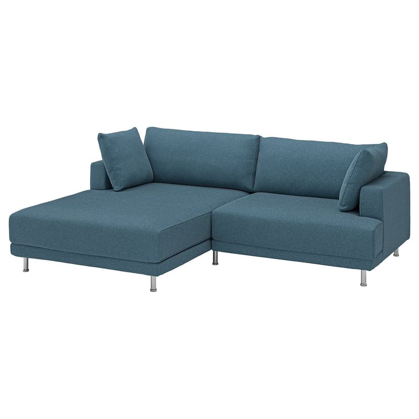 UPPÅKRA — Sofa modułowa, 3-osobowa, z szezlongiem, lewy/Axvall ciemny szaroniebieski,