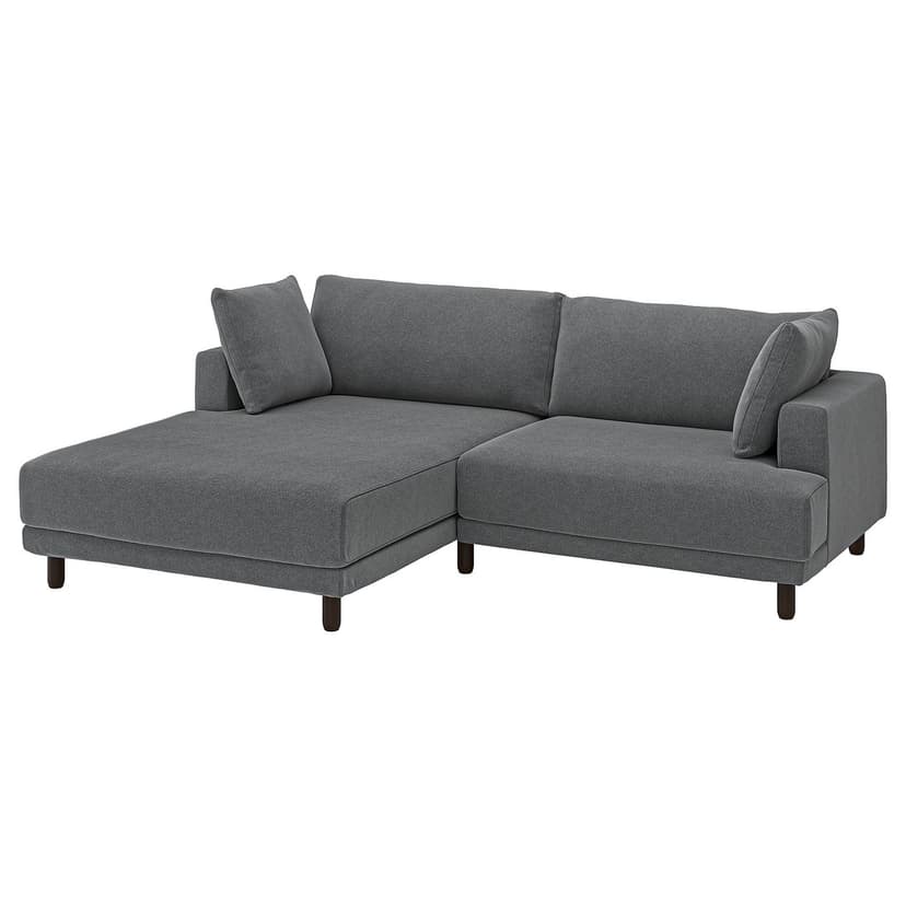 UPPÅKRA — Sofa modułowa, 3-osobowa, z szezlongiem, lewy/Johanneshov ciemnoszary,