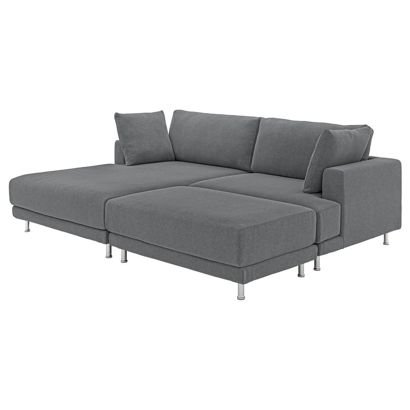 UPPÅKRA — Sofa modułowa, 3-osobowa, z szezlongiem, lewy z podnóżkiem/Johanneshov ciemnoszary,
