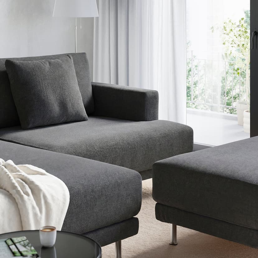 UPPÅKRA — Sofa modułowa, 3-osobowa, z szezlongiem, lewy z podnóżkiem/Johanneshov ciemnoszary,