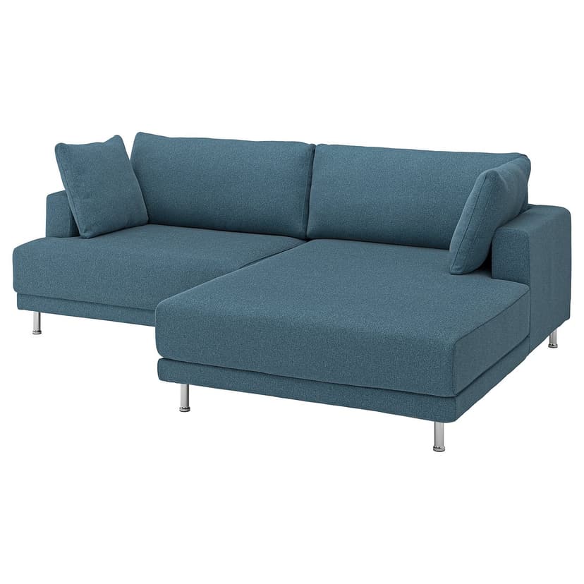 UPPÅKRA — Sofa modułowa, 3-osobowa, z szezlongiem, prawy/Axvall ciemny szaroniebieski,
