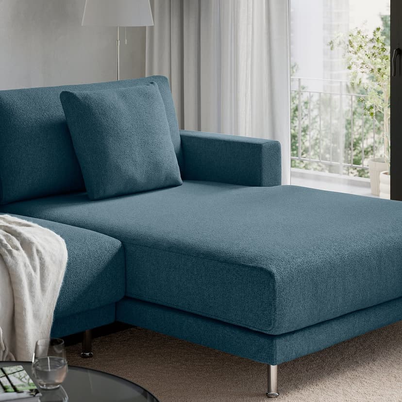 UPPÅKRA — Sofa modułowa, 3-osobowa, z szezlongiem, prawy/Axvall ciemny szaroniebieski,