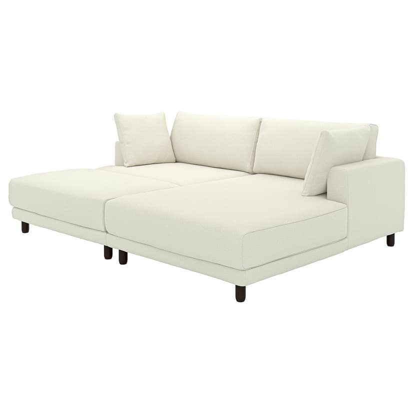 UPPÅKRA — Sofa modułowa, 3-osobowa, z szezlongiem, prawy z podnóżkiem/Axvall kremowy,