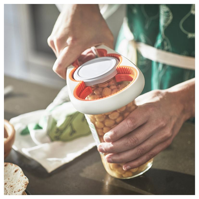 UPPFYLLD — открывалка для банок, белый с оттенком/ярко-оранжевый, 21 см