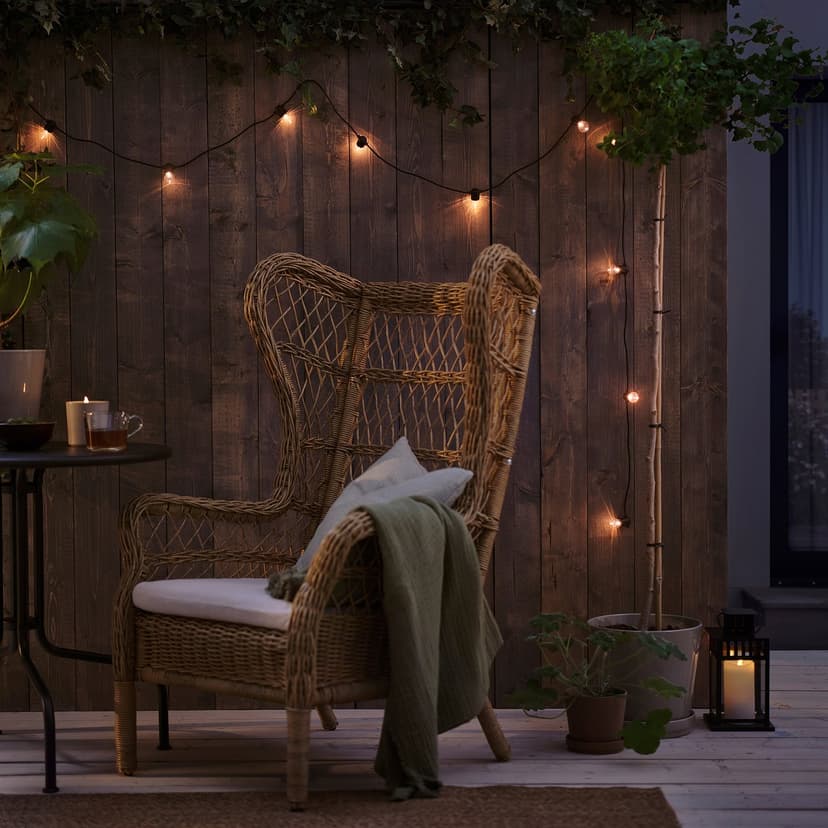 UTSUND — гирлянда, 12 светодиодов, для сада/с батарейным питанием черный