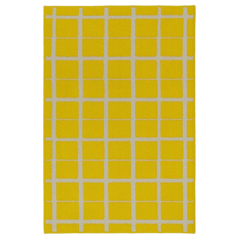 VÄNDPLATS — Желтый/клетчатый коротковорсовый ковер
