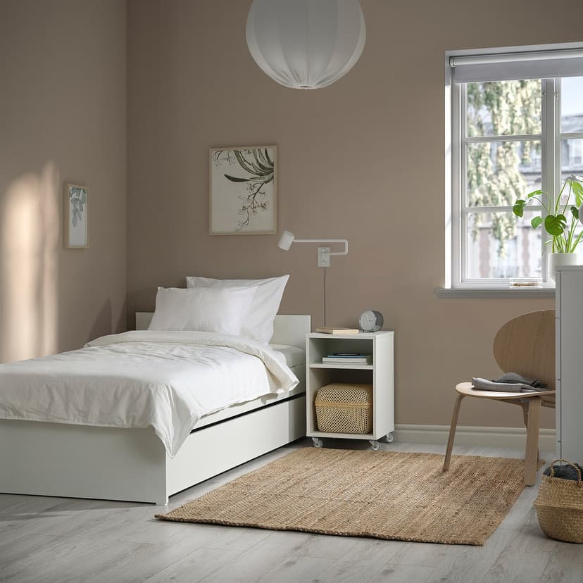 VIHALS — Rama łóżka z 1 łóżkiem wysuwanym, biały/Lillhällan,