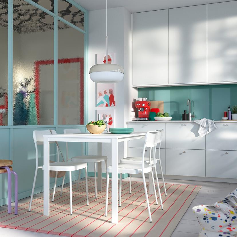 VIHALS / VIHALS — стол и 4 стула, белый белый/белый, 125x74 см