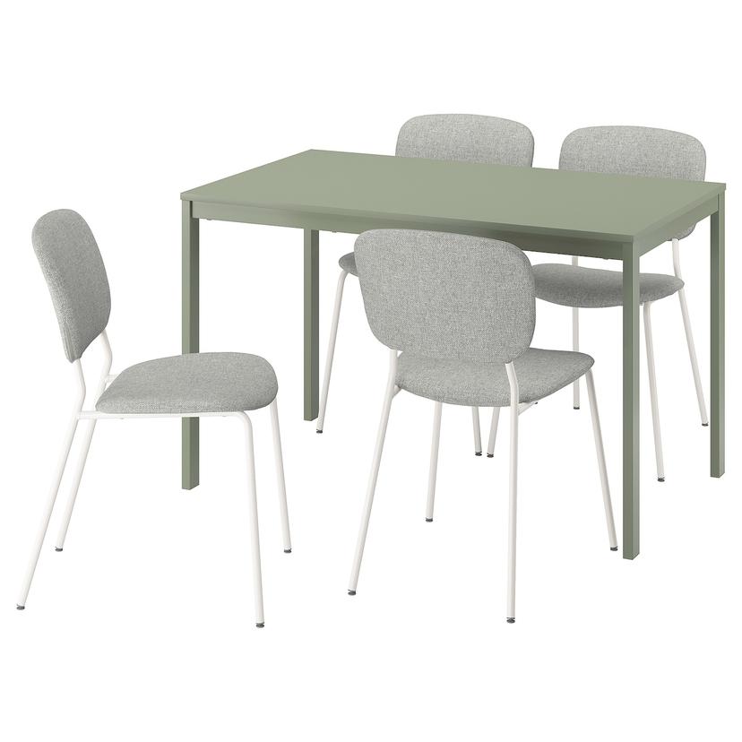 VIHALS / VIHALS — Стол и 4 стула Tibbleby зелено-белого, бежево-серого цвета.