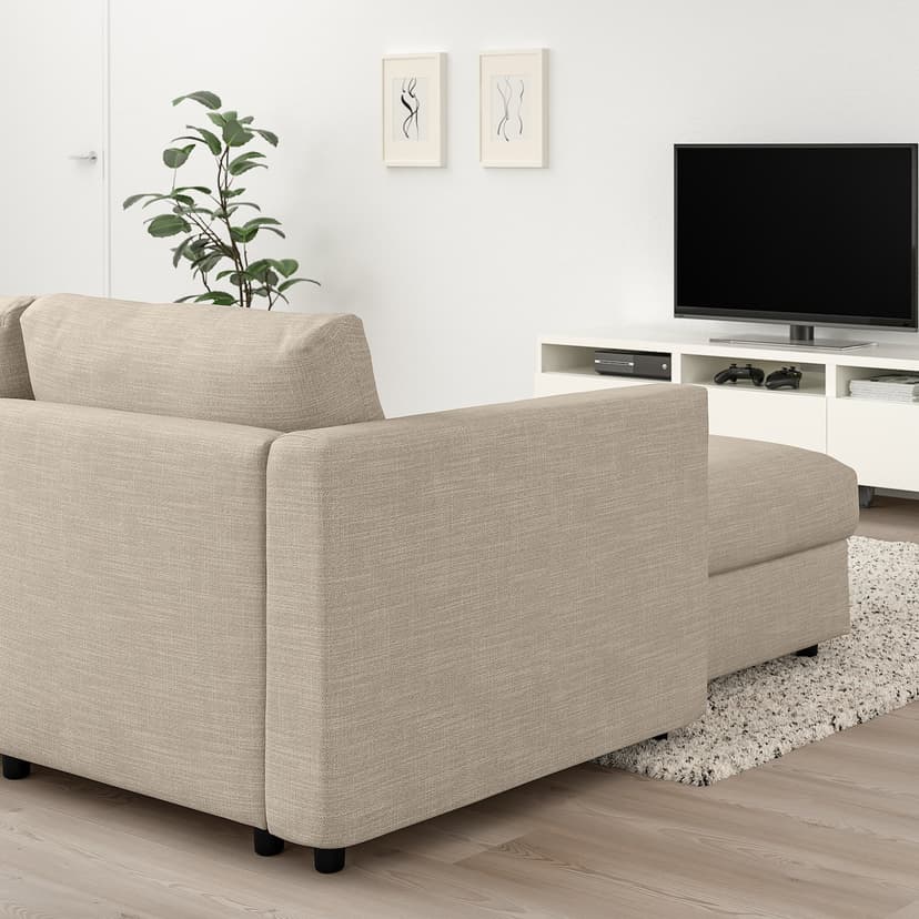 VIMLE — Sofa narożna 5-osobowa, z szezlongiem/Hillared beżowy,