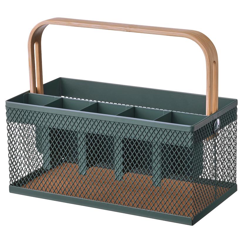 VIMPELFISK — держатель столовых приборов, бамбук/серо-бирюзовый