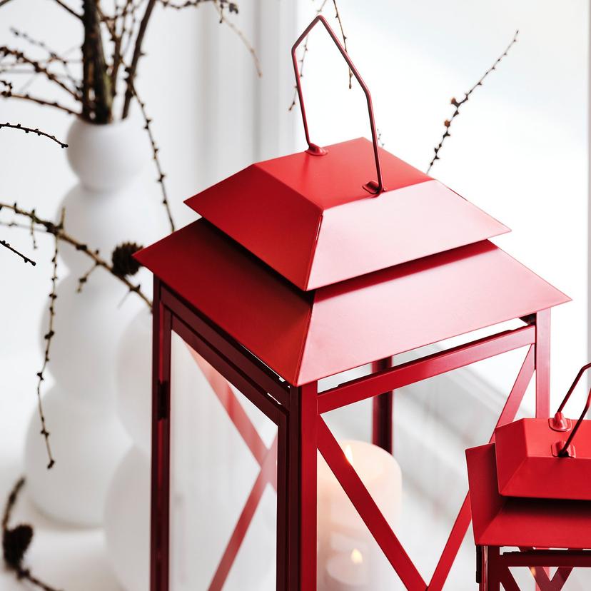 VINTERFINT — Столбовой светильник-фонарь с/без подсветки, ярко-красный