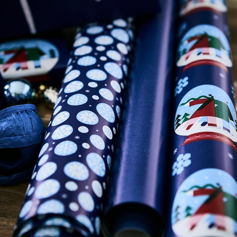 VINTERFINT — Упаковочная бумага, различные узоры, синий цвет.