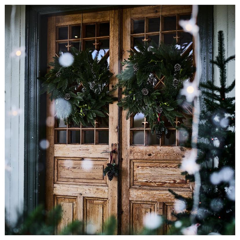 VINTERFINT — Искусственный венок, для использования внутри и снаружи помещений, цвет сосновых шишек.