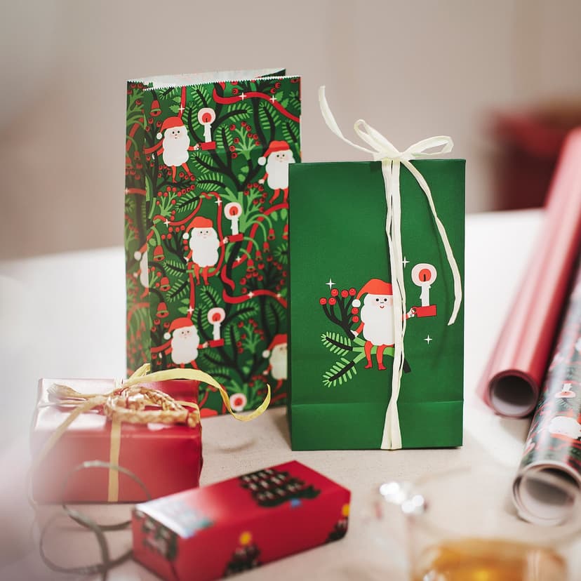 VINTERFINT — Torba papierowa, różne wzory zielony,