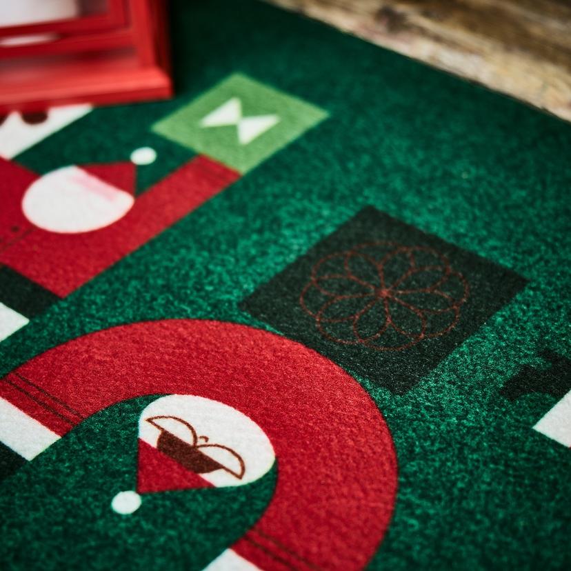 VINTERFINT — Придверный коврик, с рисунком Санта-Клауса, зеленый.