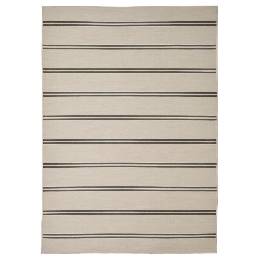 VIRKLUND — Тканый ковер для использования внутри и снаружи помещений, бежевый/темно-серый.