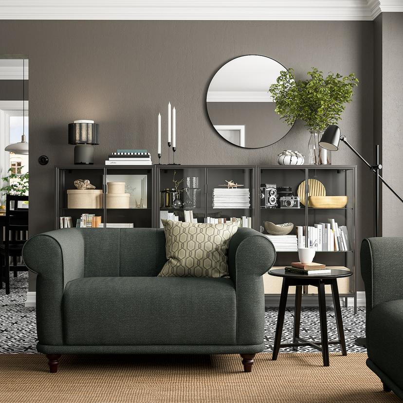 VISKAFORS — 1,5-местное кресло, Лейде серый/зеленый/коричневый