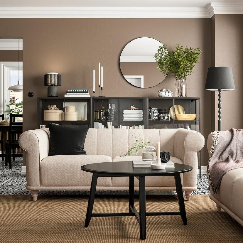 VISKAFORS — Sofa 2-osobowa, Lejde jasnobeżowy/brzoza,