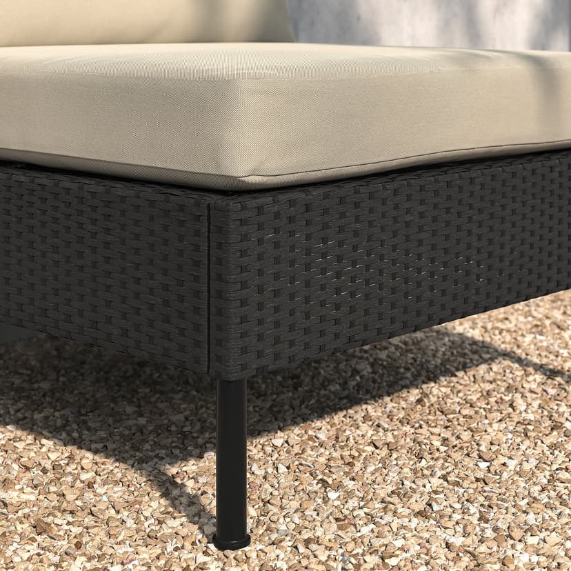 VITTSKÄR — 5-osobowy narożnik modułowy, na zewnątrz rattan z tworzywa sztu. ciemnoszary/Frösön/Duvholmen beżowy,