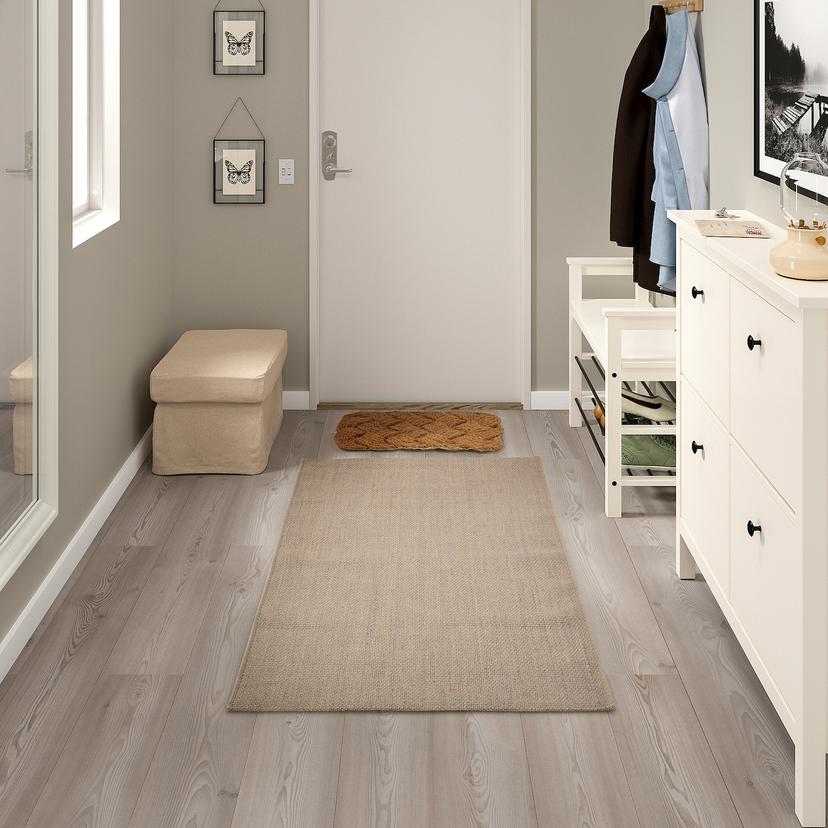 VODSKOV — ковер, безворсовый, неокрашенный/светло-серый, 80x150 см